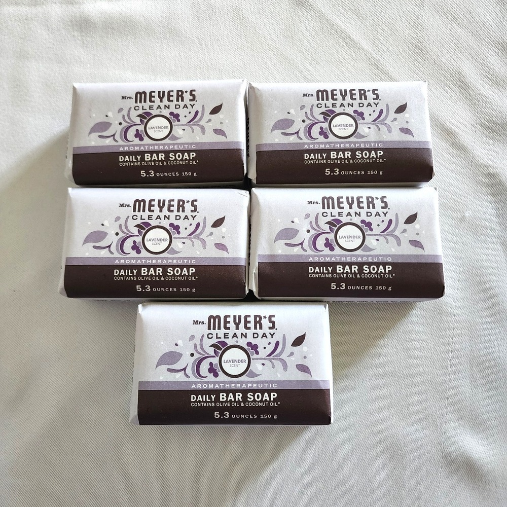 5 Mrs. Meyer's Clean Day Aromatherapeutic Daily Bar Soap Lavender Scent 5.3oz